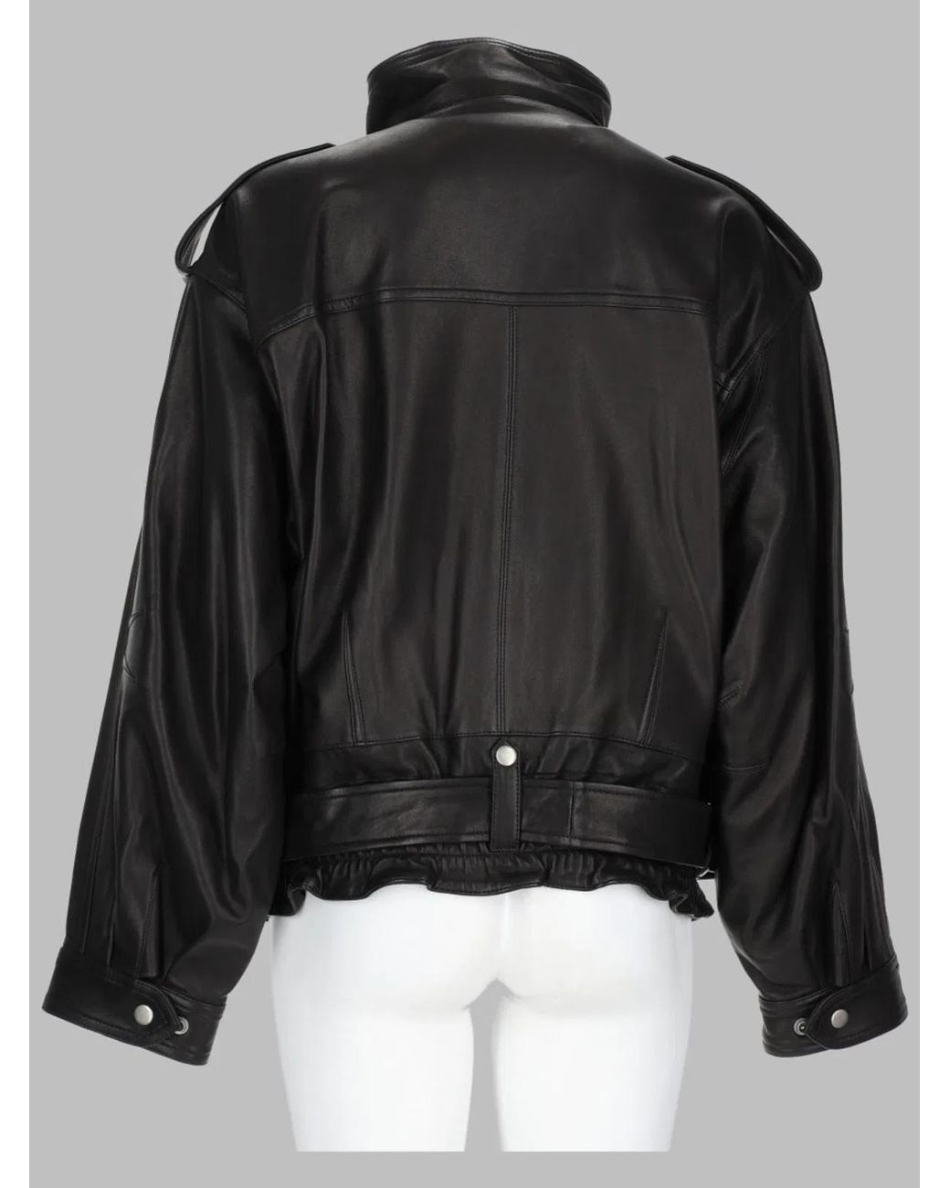 Isabel Marant Black Leather Biker Jacket With Belted Waist