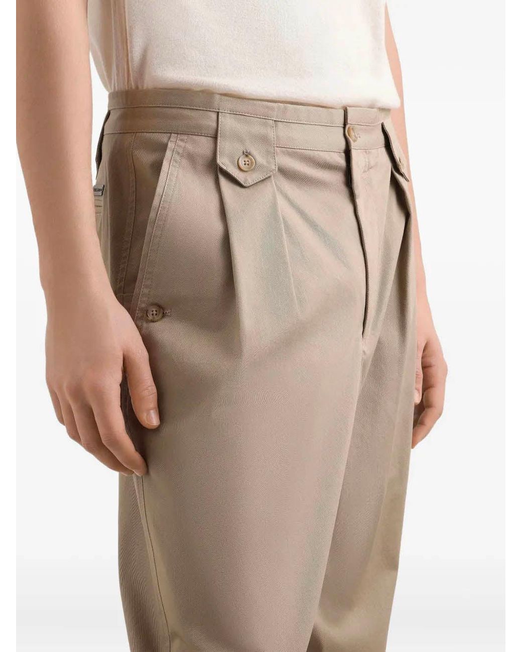 Dolce & Gabbana Natural Gabardine Trousers for men