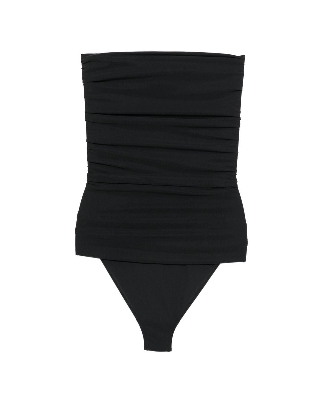 Saint Laurent Black Ysl Strapless Swimsuit