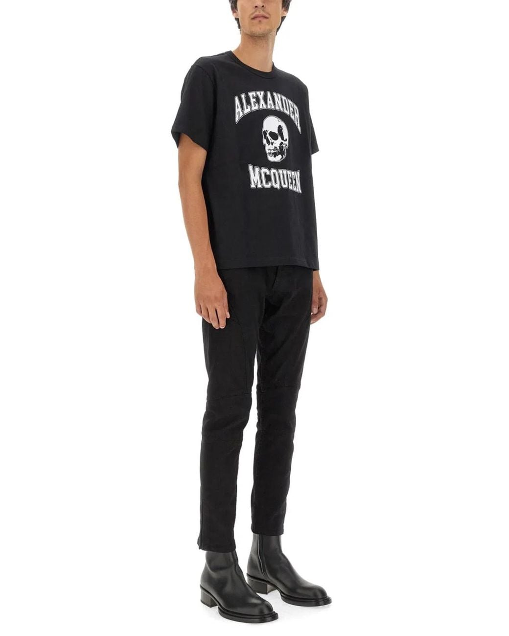 McQueen Black Skull Logo T-Shirt for men