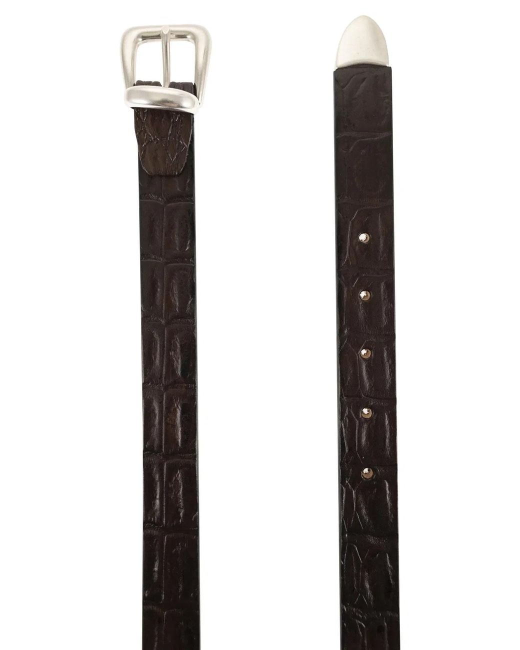 Alberto Luti Brown Crocodile Effect Leather Belt for men