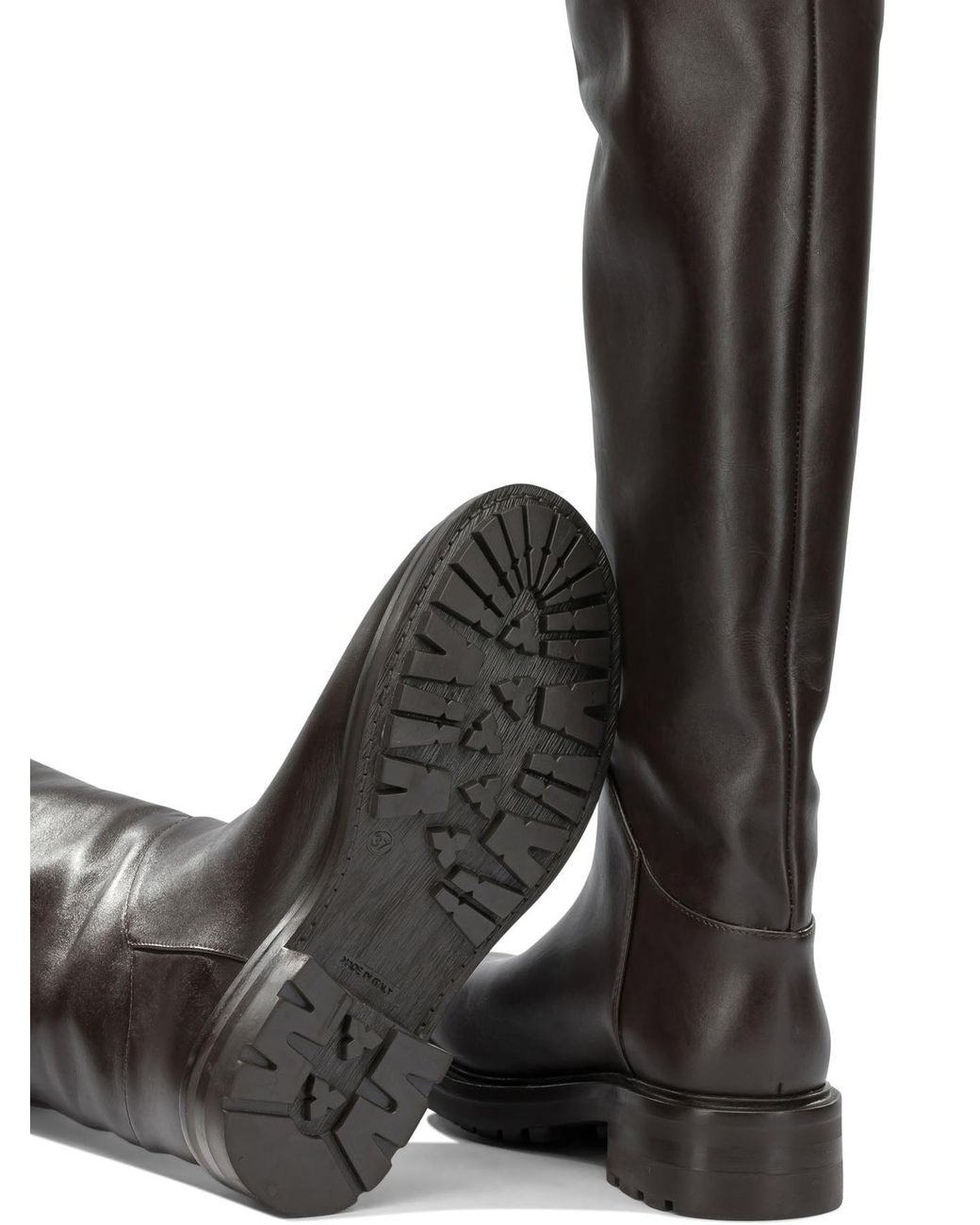 Strategia Black Leather Rubber Boots Ankle