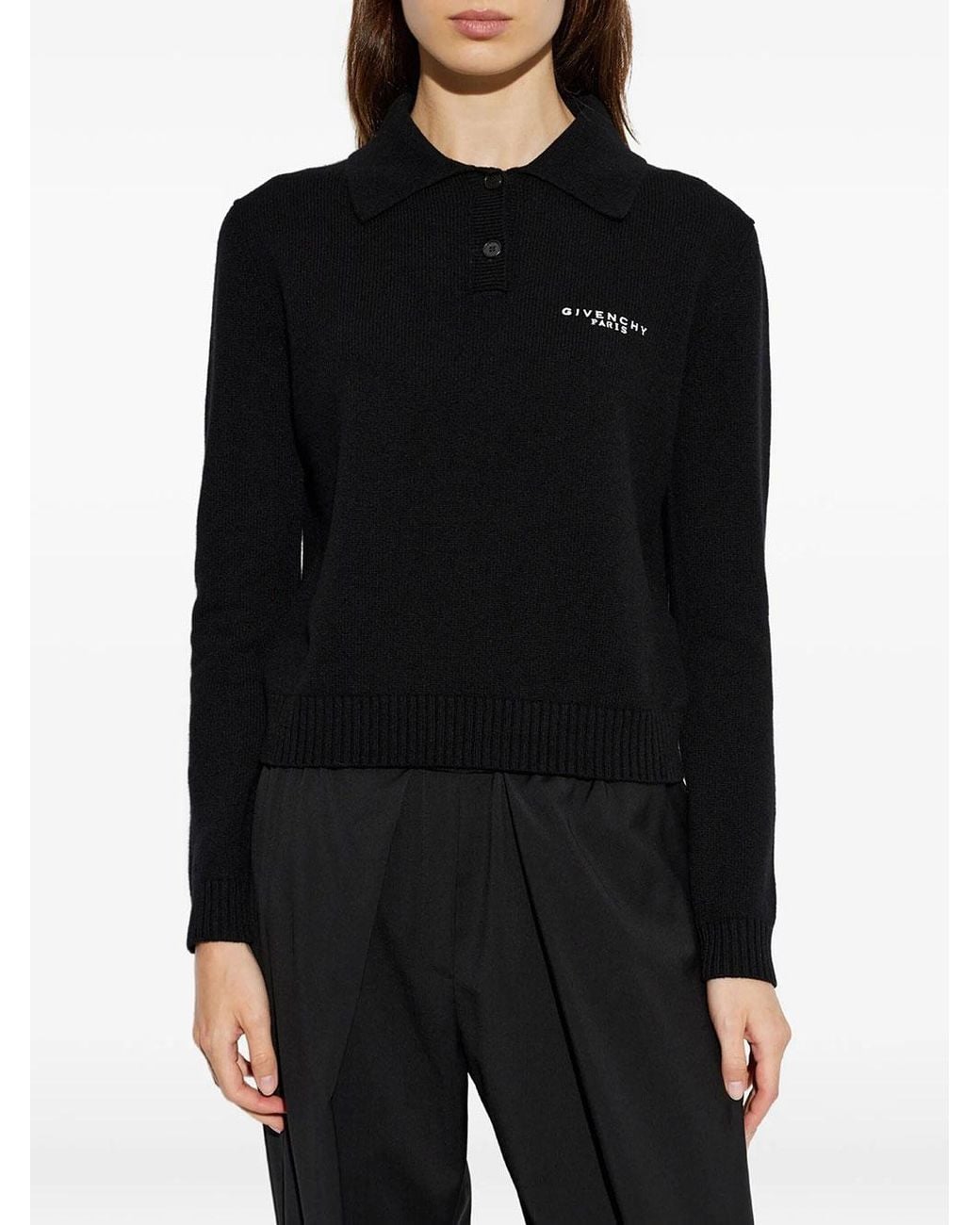 Givenchy Black Wool And Cashmere Polo Sweater