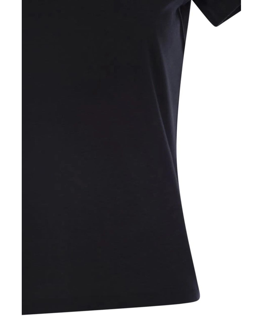 Majestic Black Crew-Neck Short-Sleeved Cotton T-Shirt