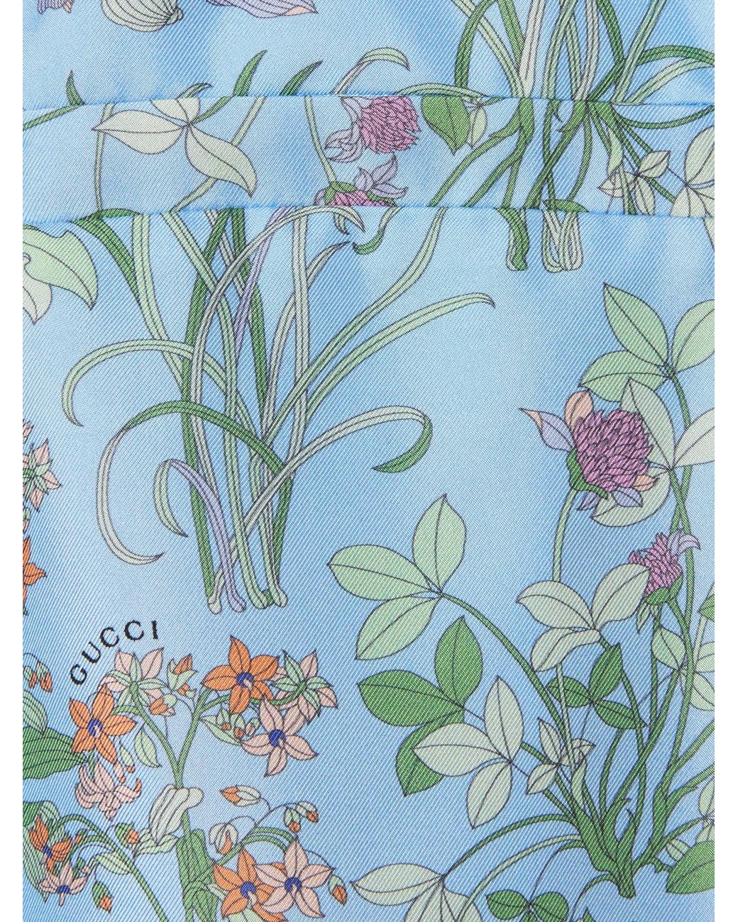 Gucci Blue Printed Silk Twill Shorts
