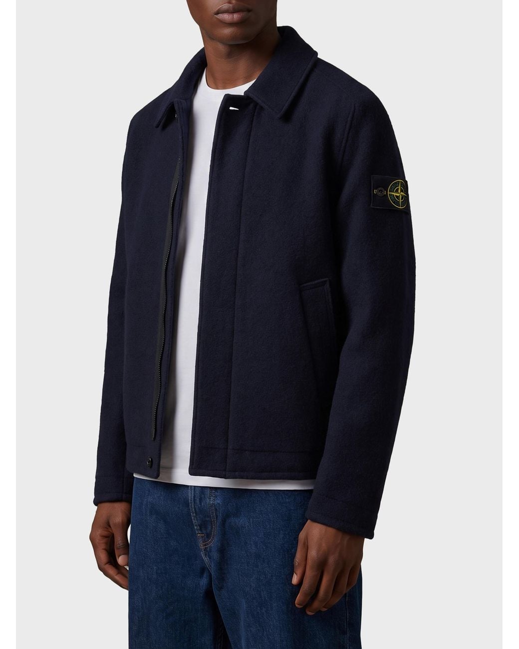 Stone Island Blue Regular Shirt Jacket for men