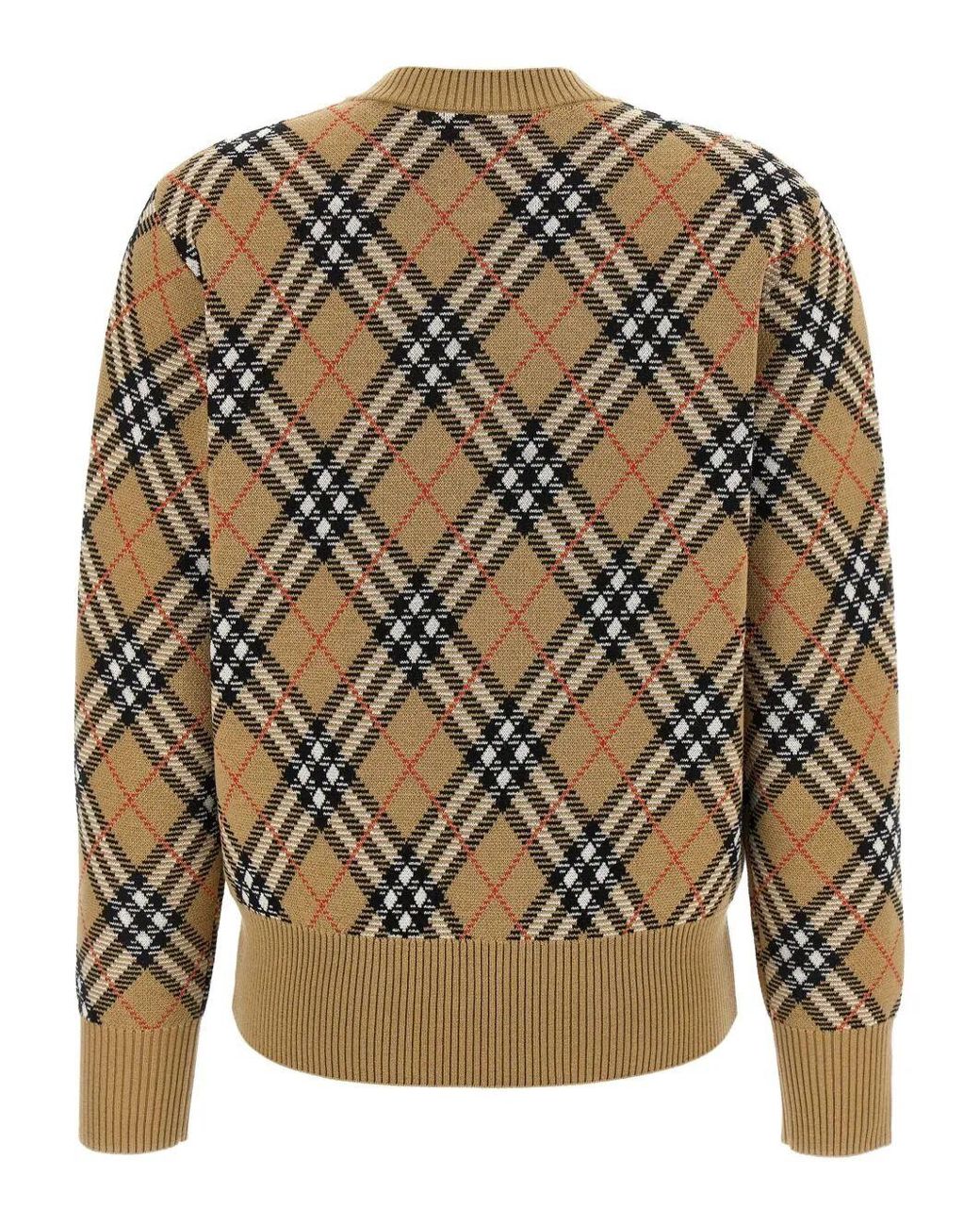 Burberry Gray Check-Pattern Wool Sweater