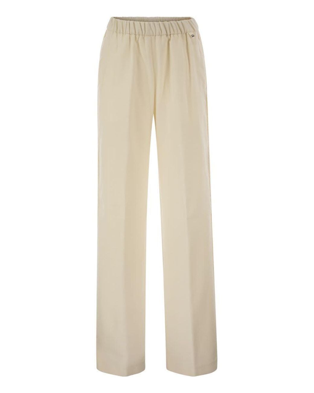 Herno Natural Wide-Leg Flannel-Effect Trousers With Elasticated Waistband