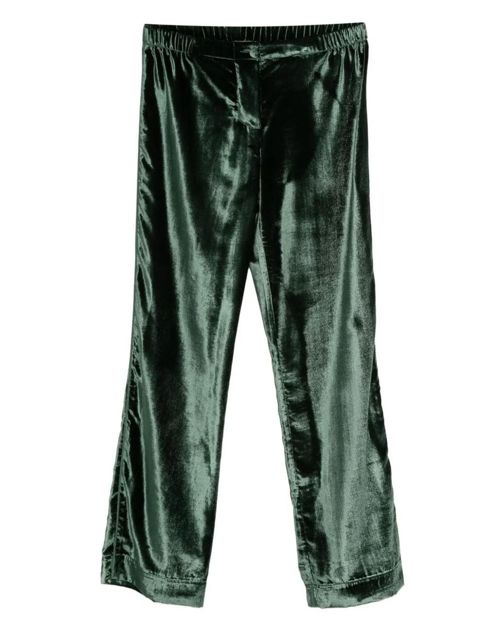F.R.S For Restless Sleepers Green Velvet High-Waisted Trousers