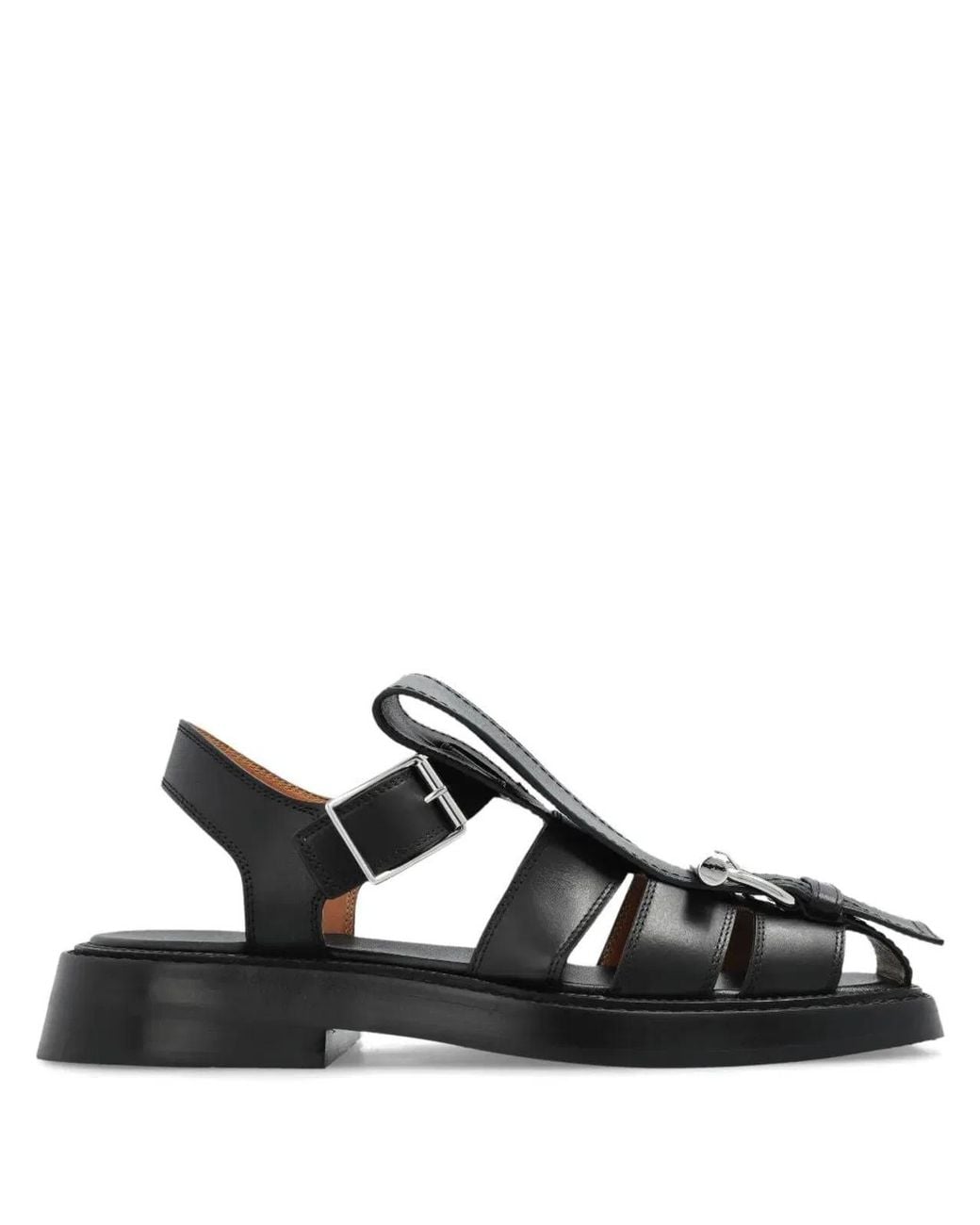 McQueen Black T-Bar Sandals
