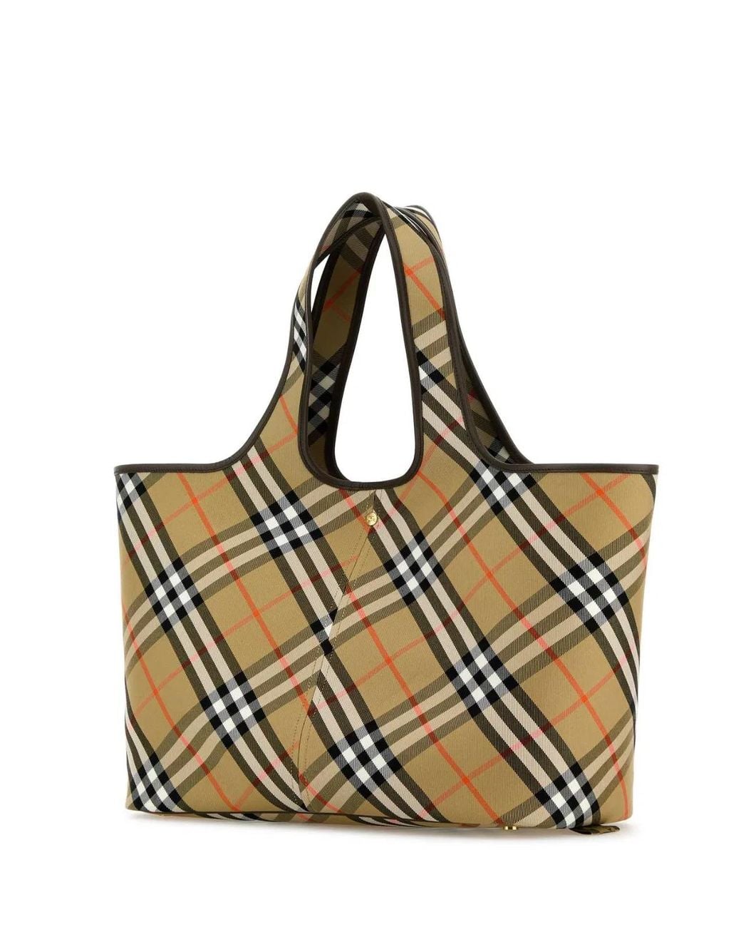 Burberry Metallic Embroidered Canvas Medium Check Shopping Bag