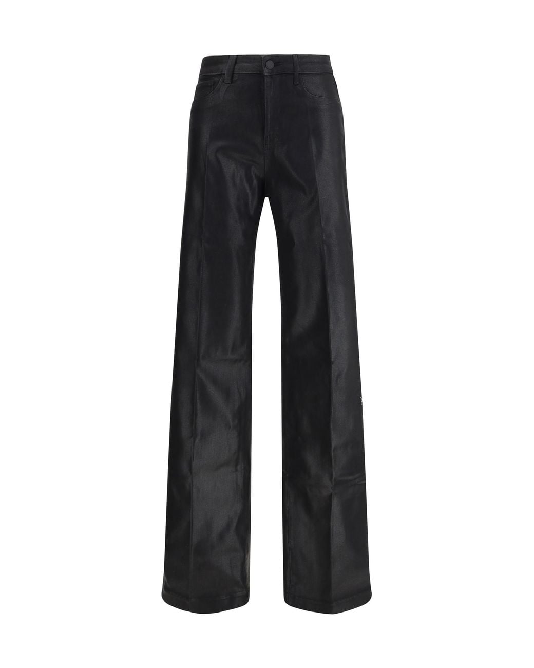 L'Agence Black Wide Leg Jeans Clayton Coated
