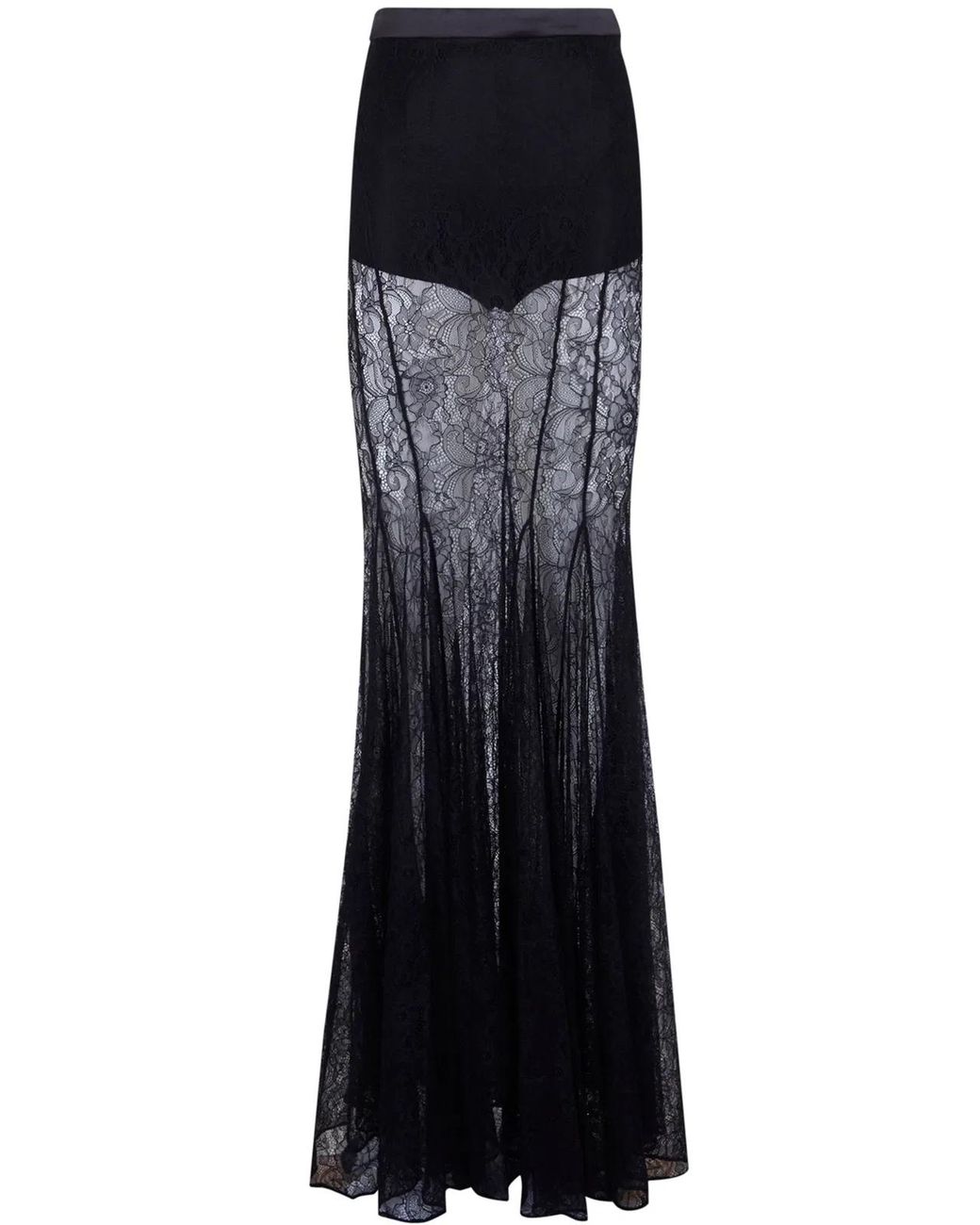 Elisabetta Franchi Black Long Flamenco Skirt