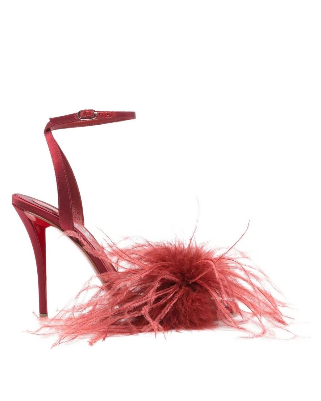 Christian Louboutin Red Miss Z Plumes Sandals