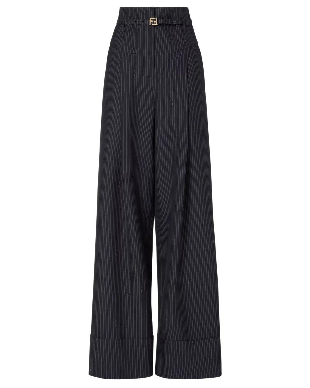 Fendi Blue Wide Elegant Trousers