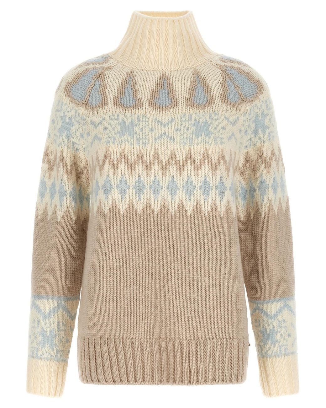 Herno Natural Wool And Cashmere Sweater With Intarsia
