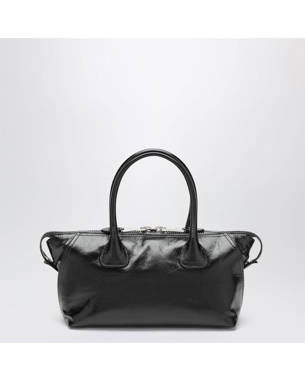 Miu Miu Black Logo-Embossed Leather Tote Bag
