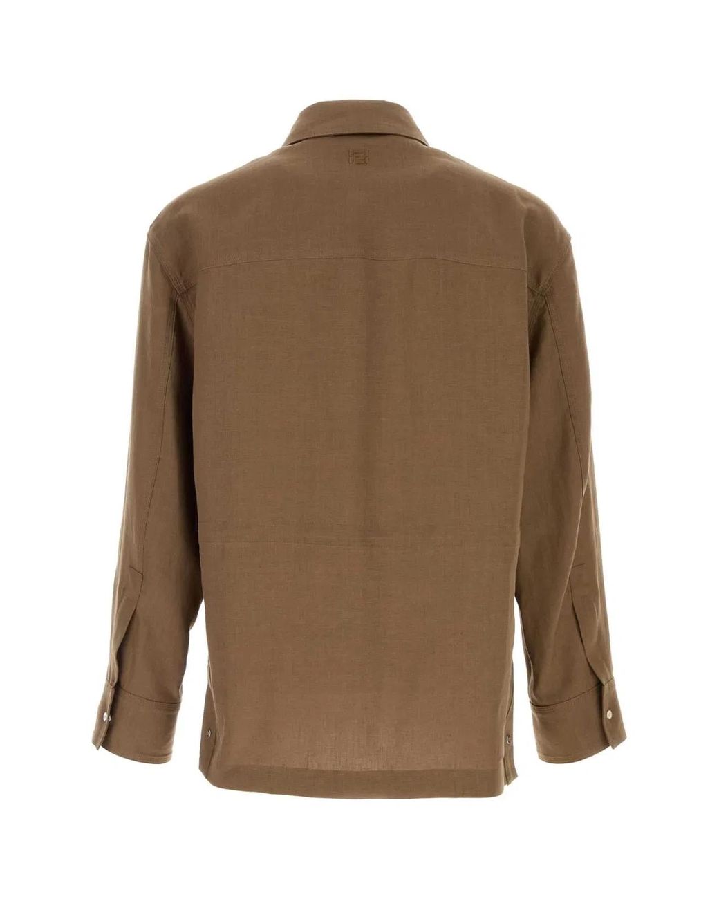 Fendi Brown Blouson Solid Linen for men