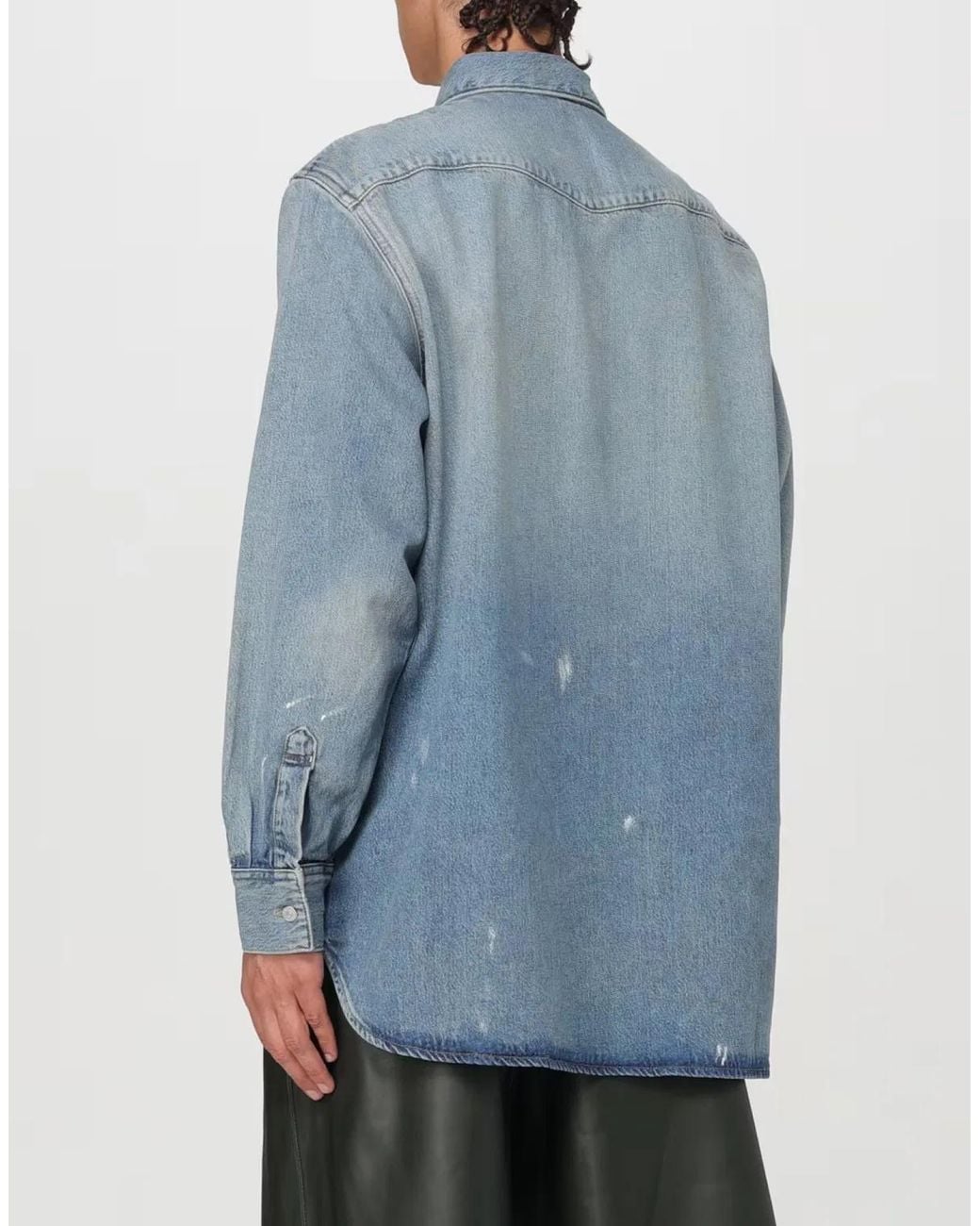Acne Blue Karty Distressed Denim Overshirt for men
