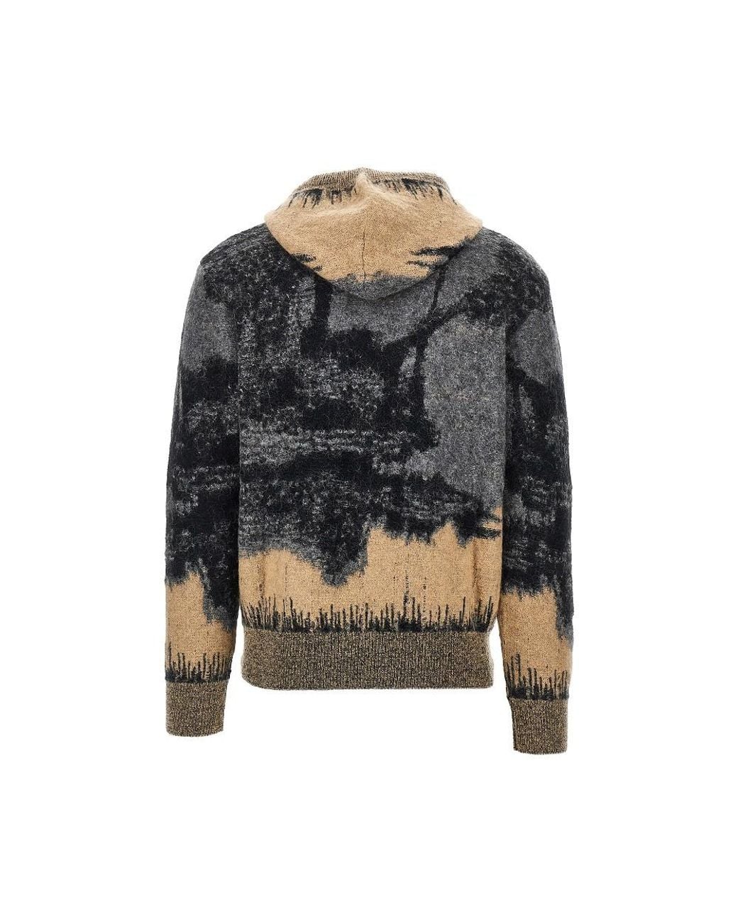 Laneus Black Mohair-Blend Sweatshirt With Jacquard Motif for men