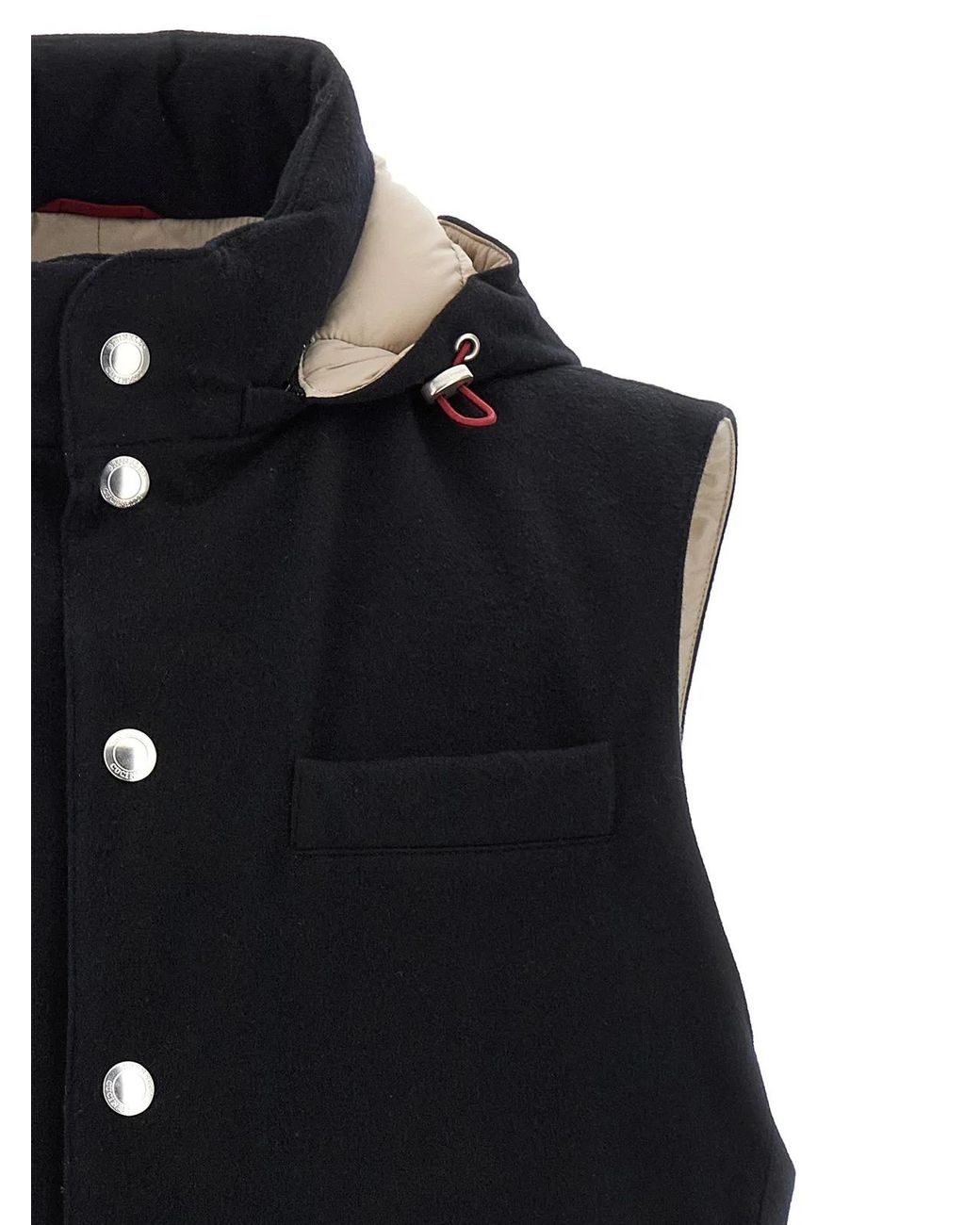 Brunello Cucinelli Blue Wool Sleeveless Jacket Clothing for men