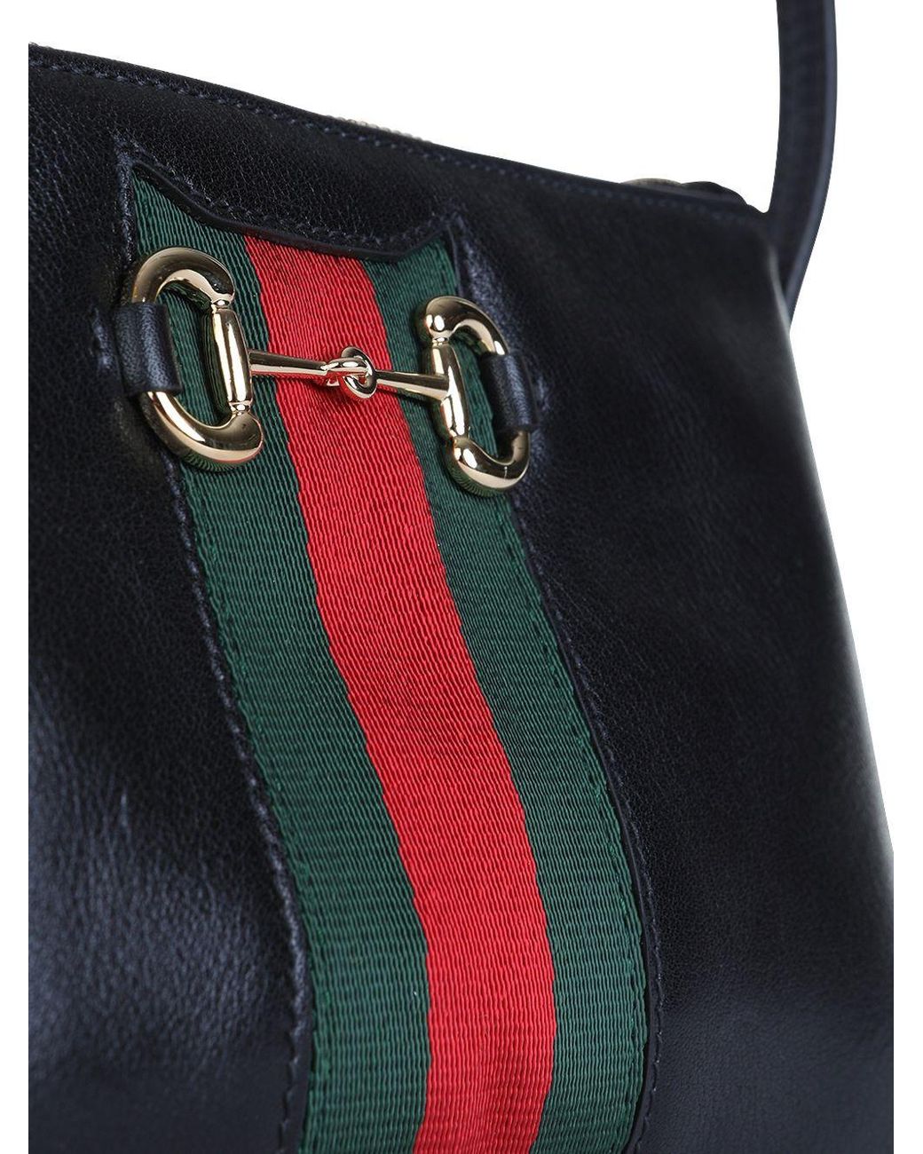 Gucci Blue Horsebit Striped Crossbody Bag