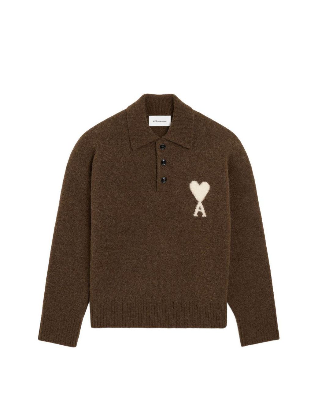 AMI Brown Chocolate Adc Alpaca Polo for men