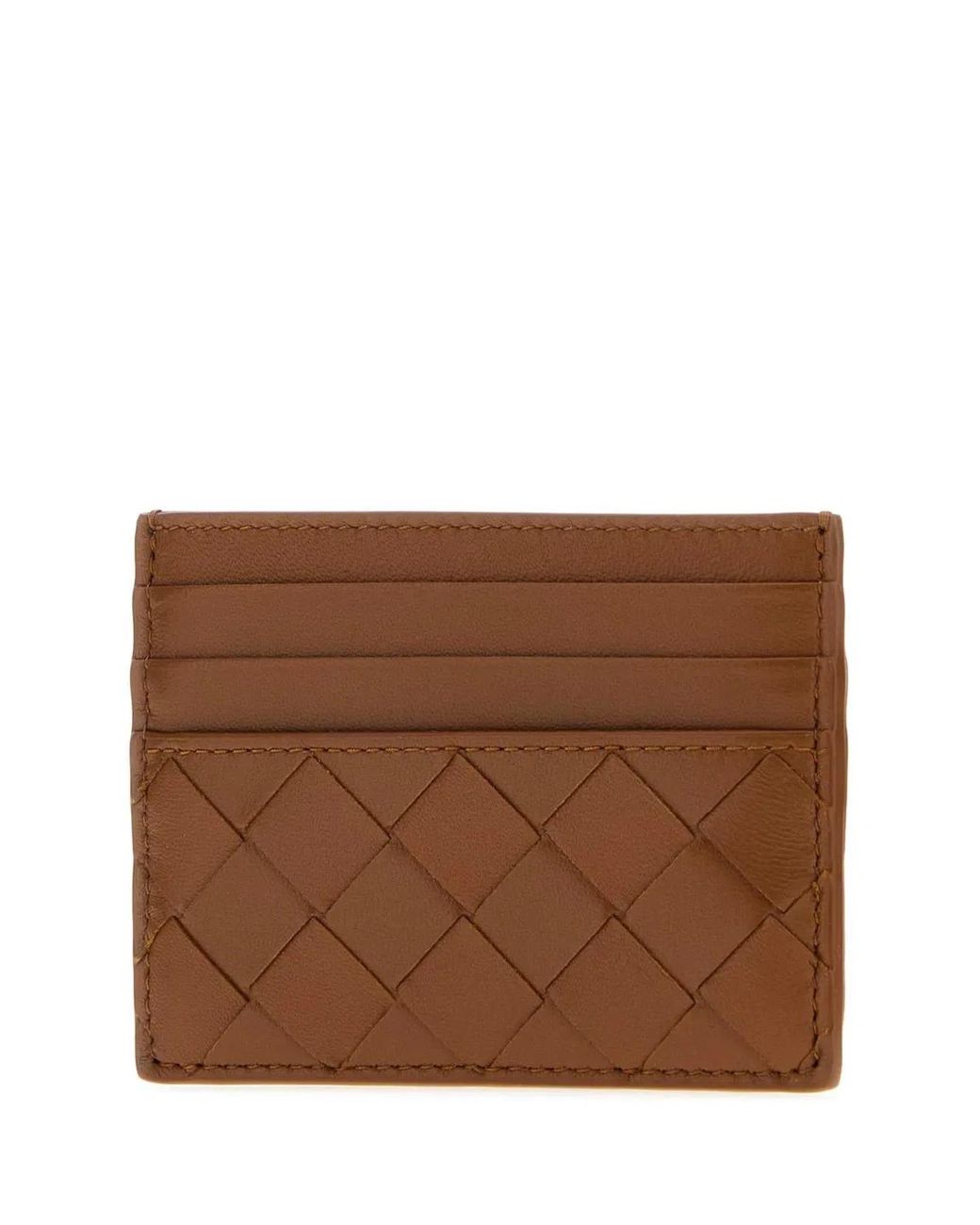 Bottega Veneta Brown Nappa Leather Intrecciato Card Holder