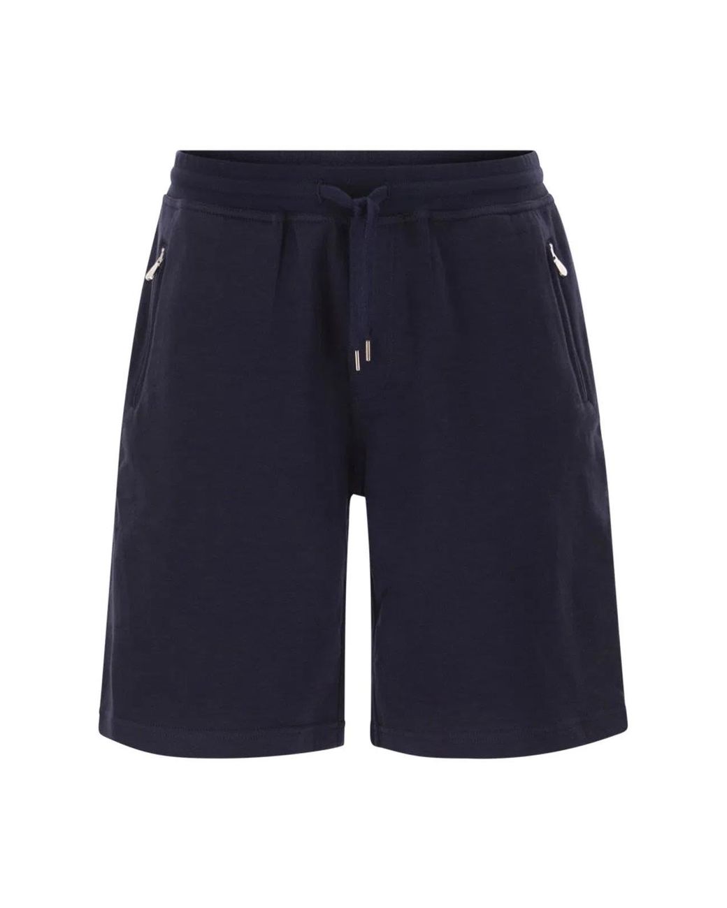 Brunello Cucinelli Blue Techno Cotton Fleece Bermuda Shorts for men