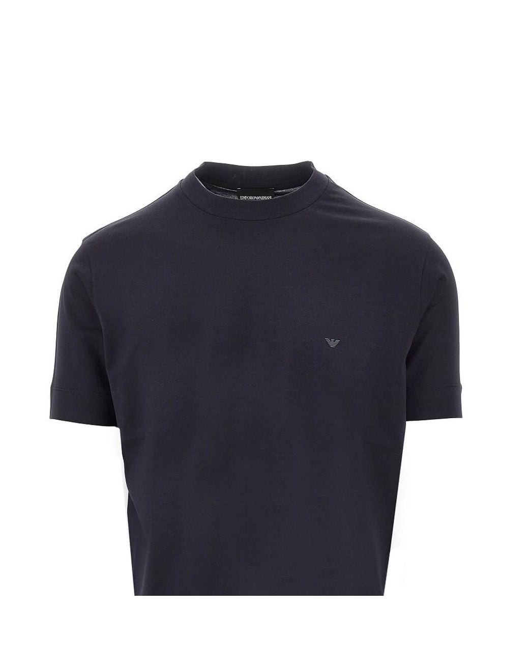 Emporio Armani Blue Lyocell And Cotton Blend T-Shirt With Logo for men