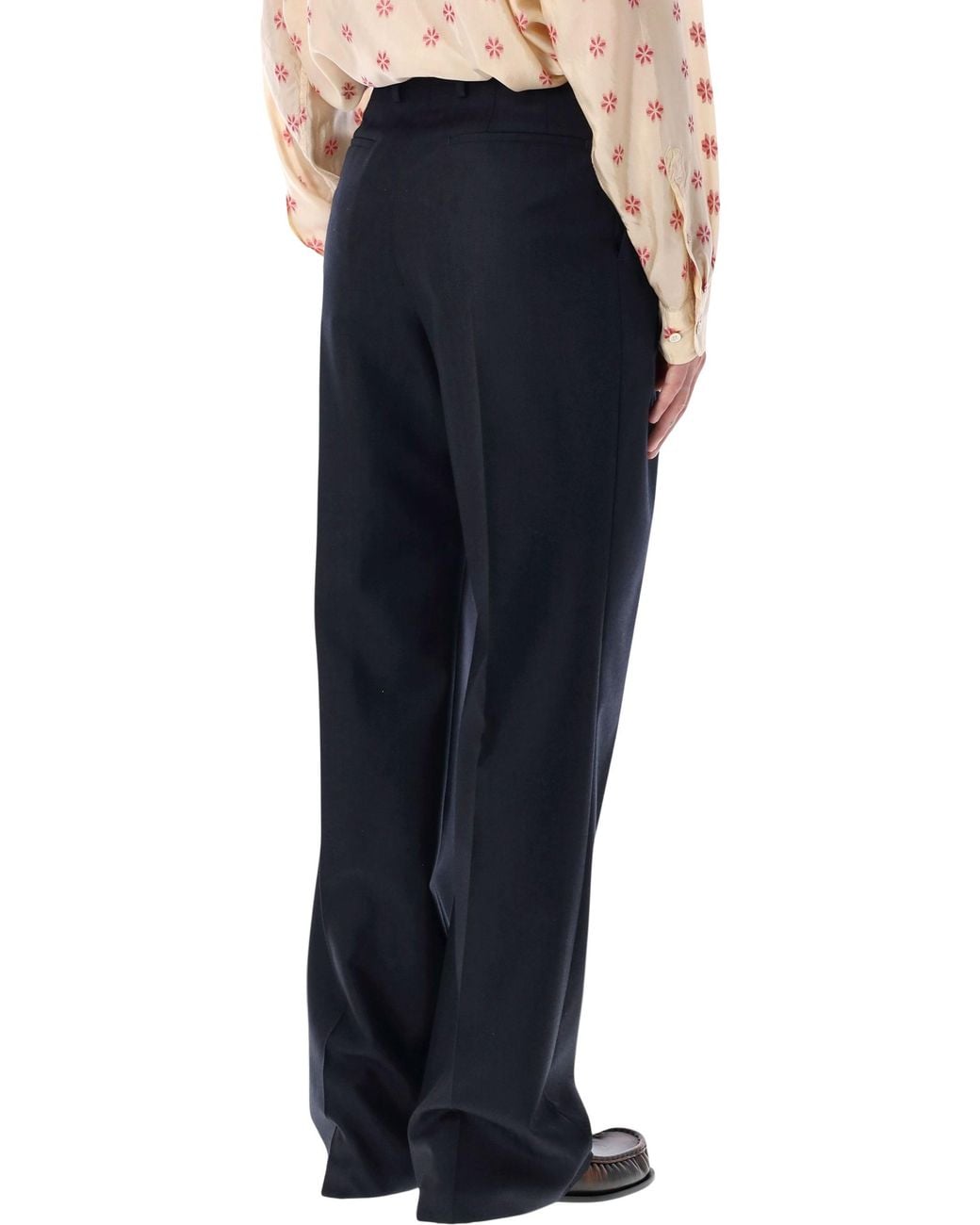 Dries Van Noten Blue Herringbone Wool Trousers for men