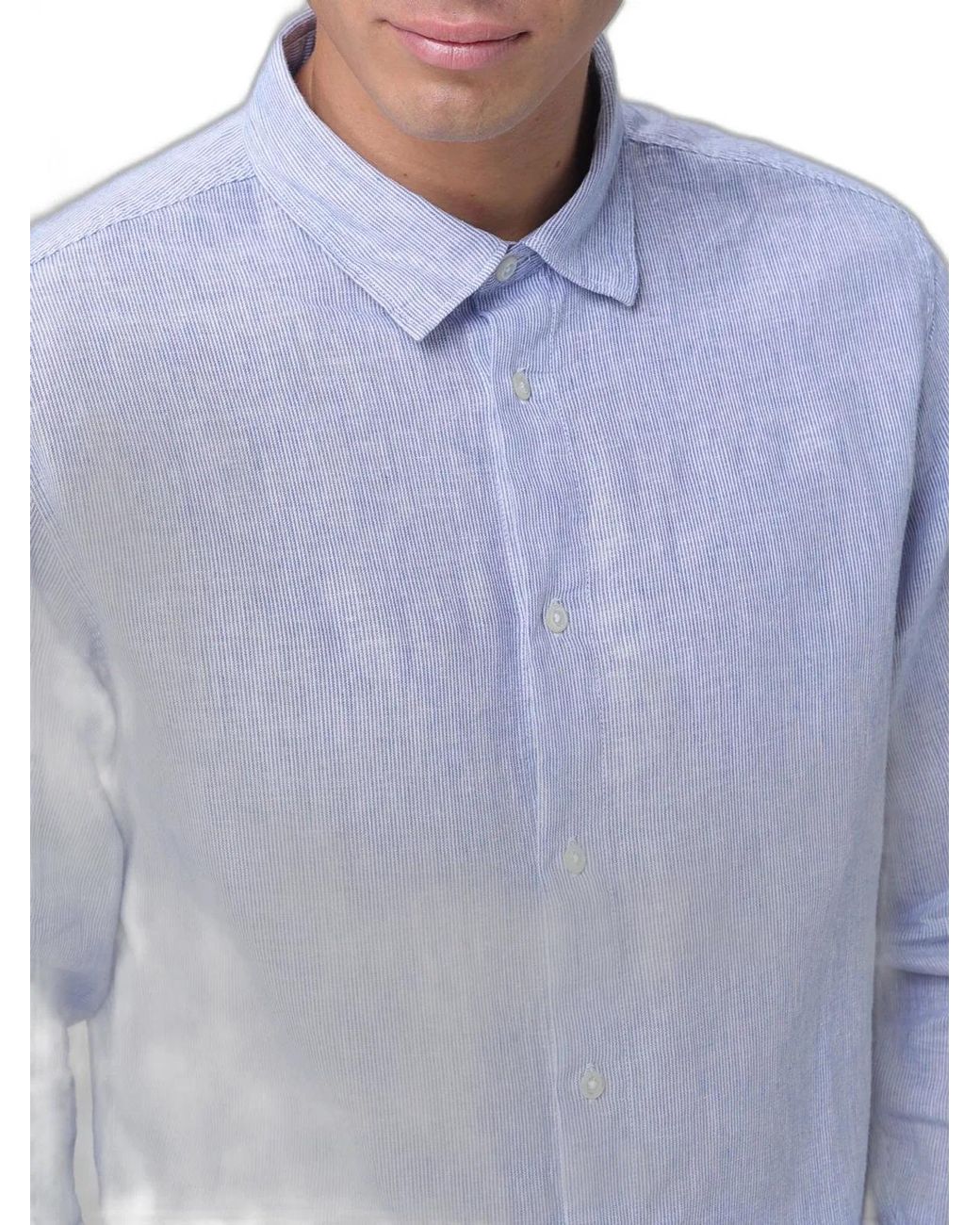 Woolrich Blue Striped Linen Shirt for men