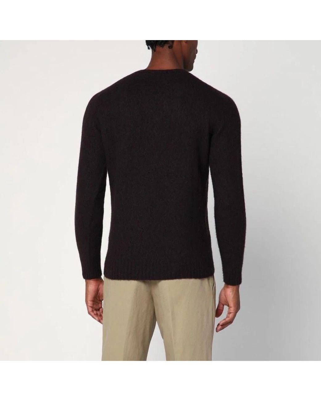 Drumohr Black Lambswool Sweater for men