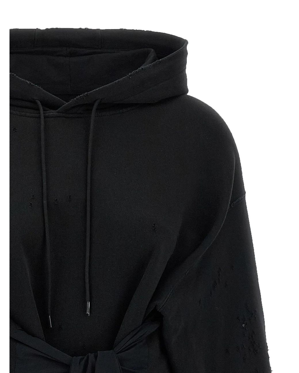MM6 by Maison Margiela Black Hoodie Dress With Gloves