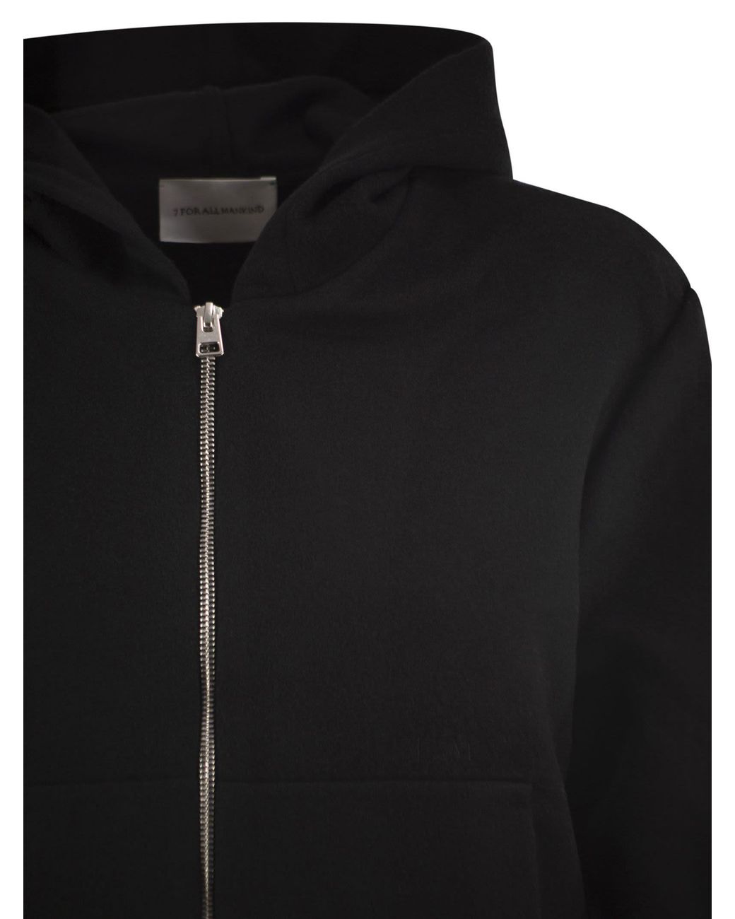 7 For All Mankind Black Cropped Wool And Cashmere-Blend Hooded Jacket