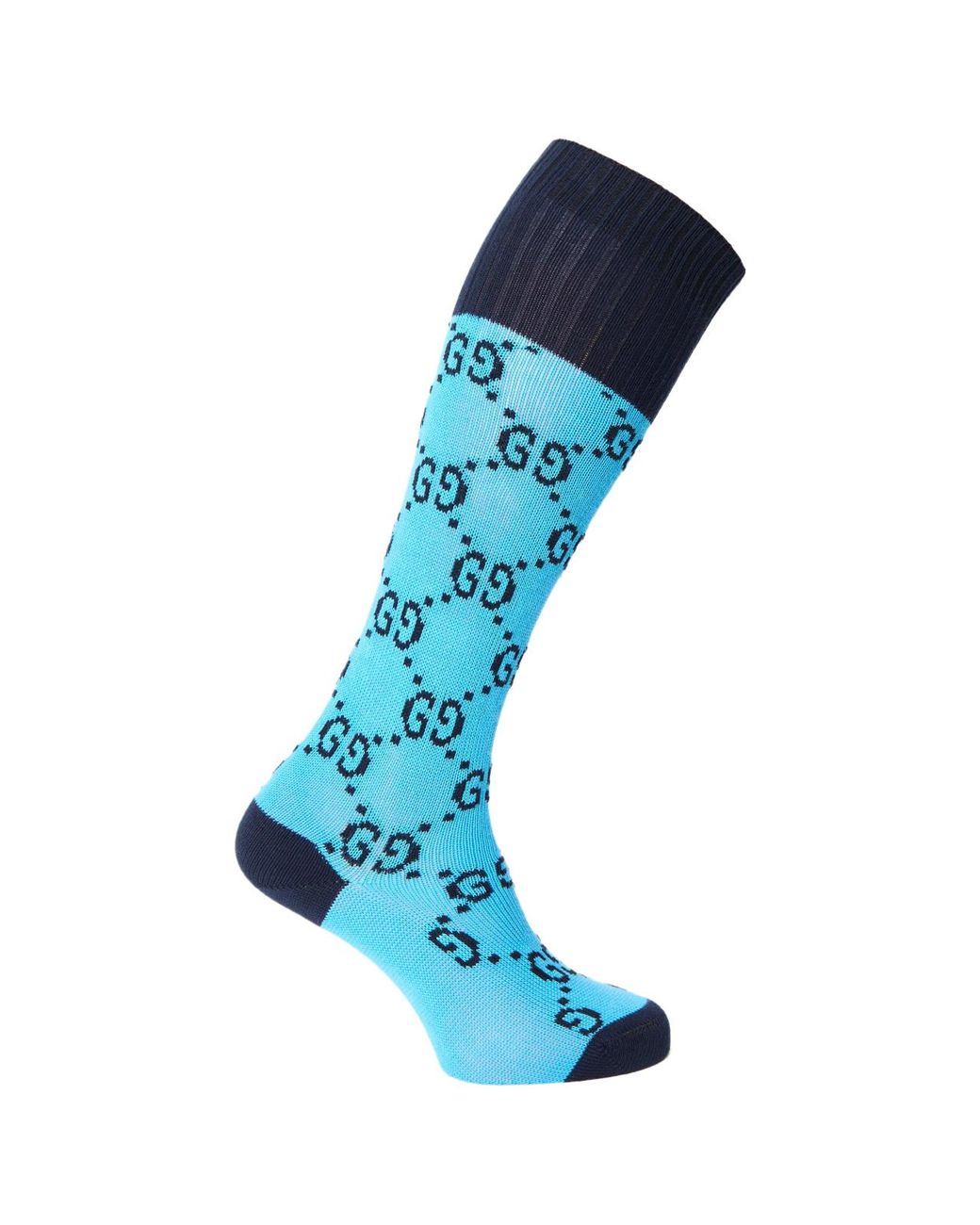 Gucci Blue Monogram Logo Long Socks