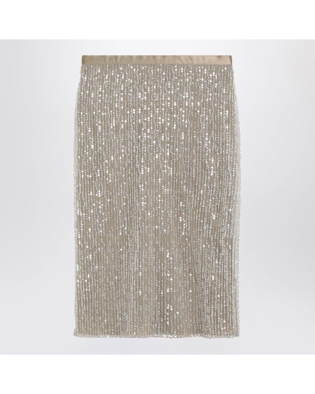 AMI Gray Sequin Midi Skirt