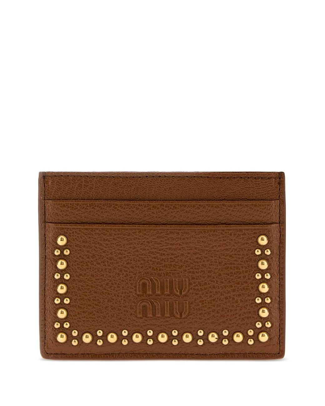 Miu Miu Brown Mini Leather Card Holder