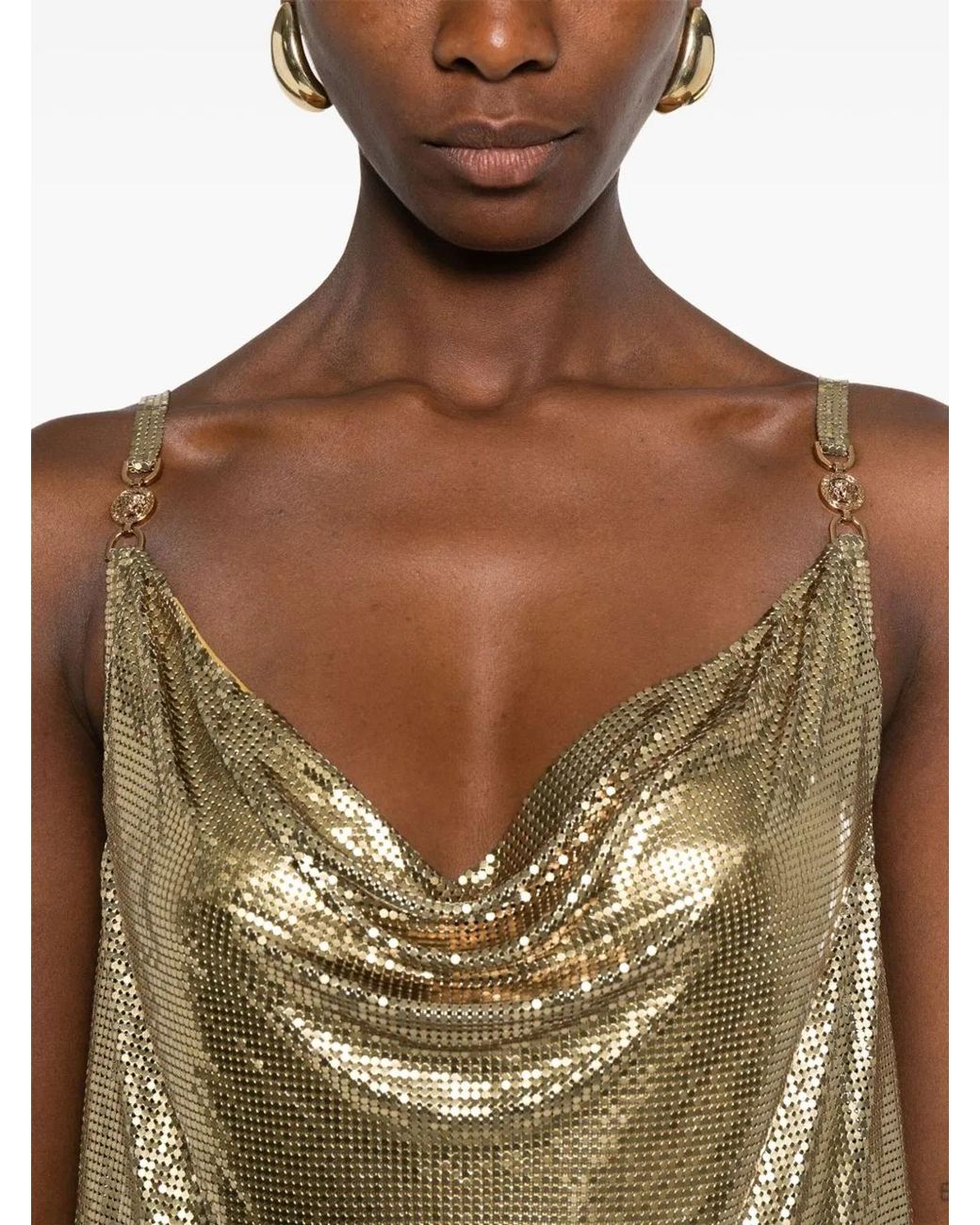 Versace Metallic Metal Knit Mini Dress
