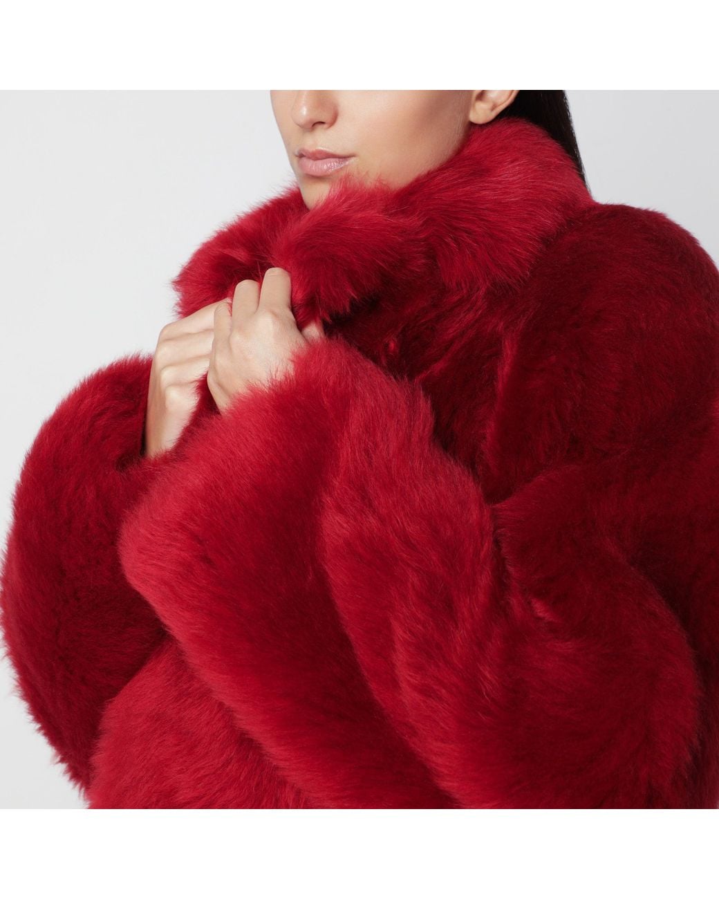 Sanderlak Red Double-Breasted Sheepskin Coat