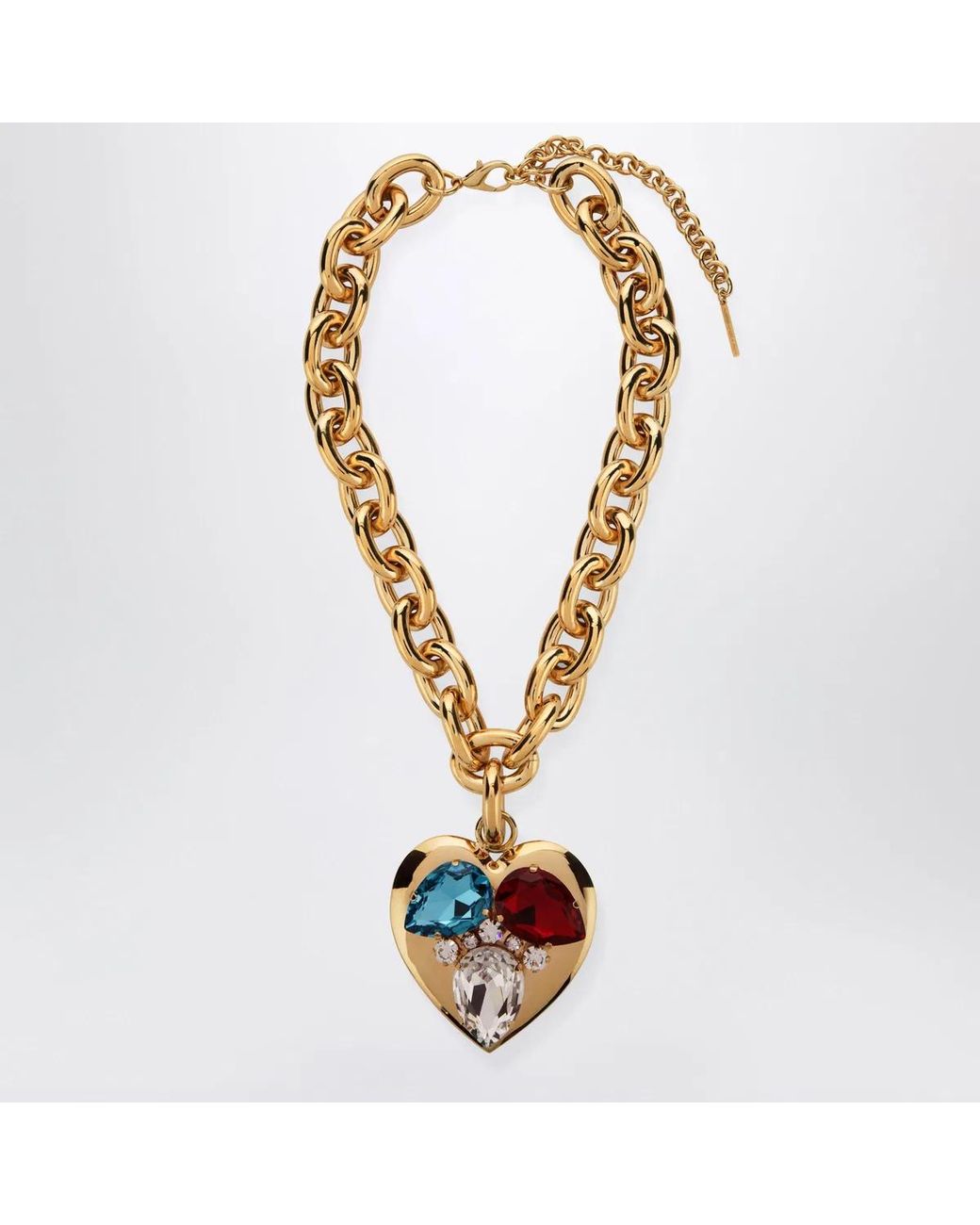 Alessandra Rich Metallic Goldtone Chain Necklace With Heart Pendant