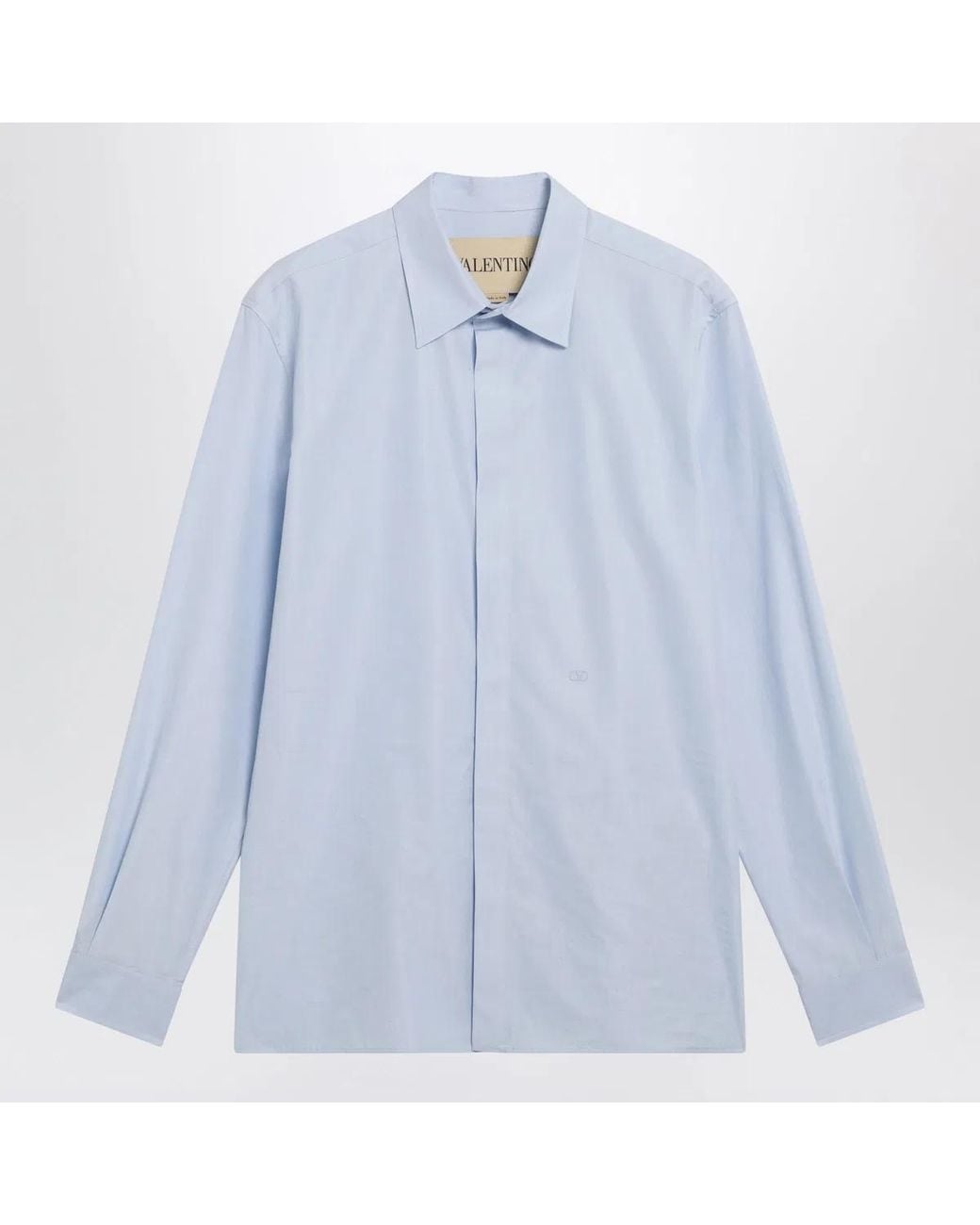 Valentino Garavani Blue Filàfil Cotton Shirt With Vlogo Embroidery for men