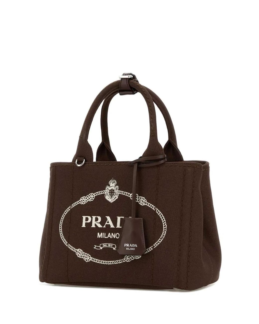 Prada Brown Canvas Small Jardinière Handbag