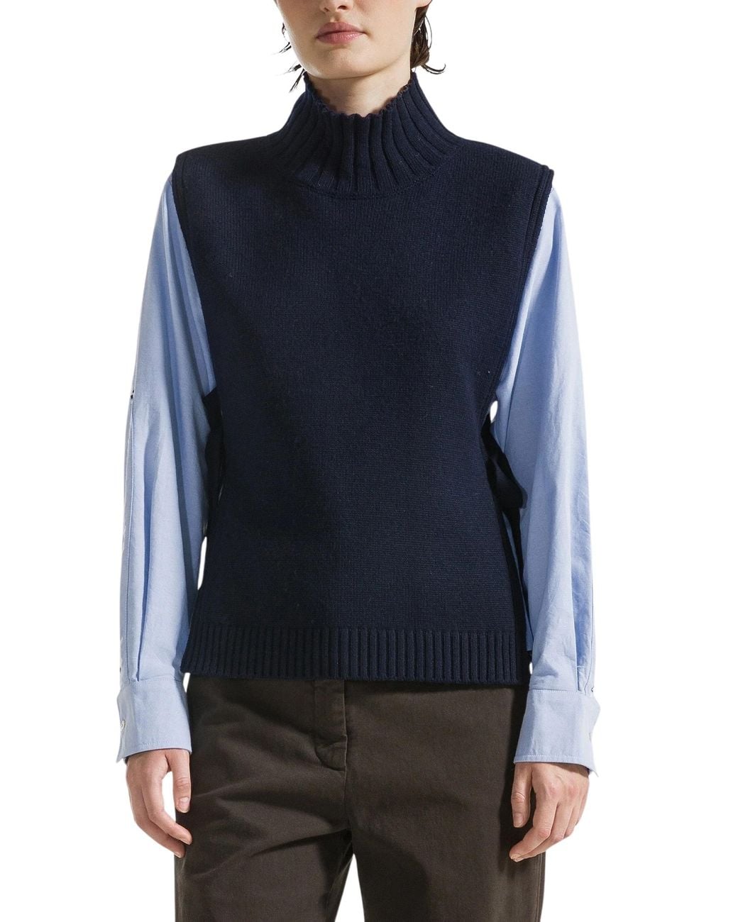 SEVENTY VENEZIA Blue Gilet Con Lacci