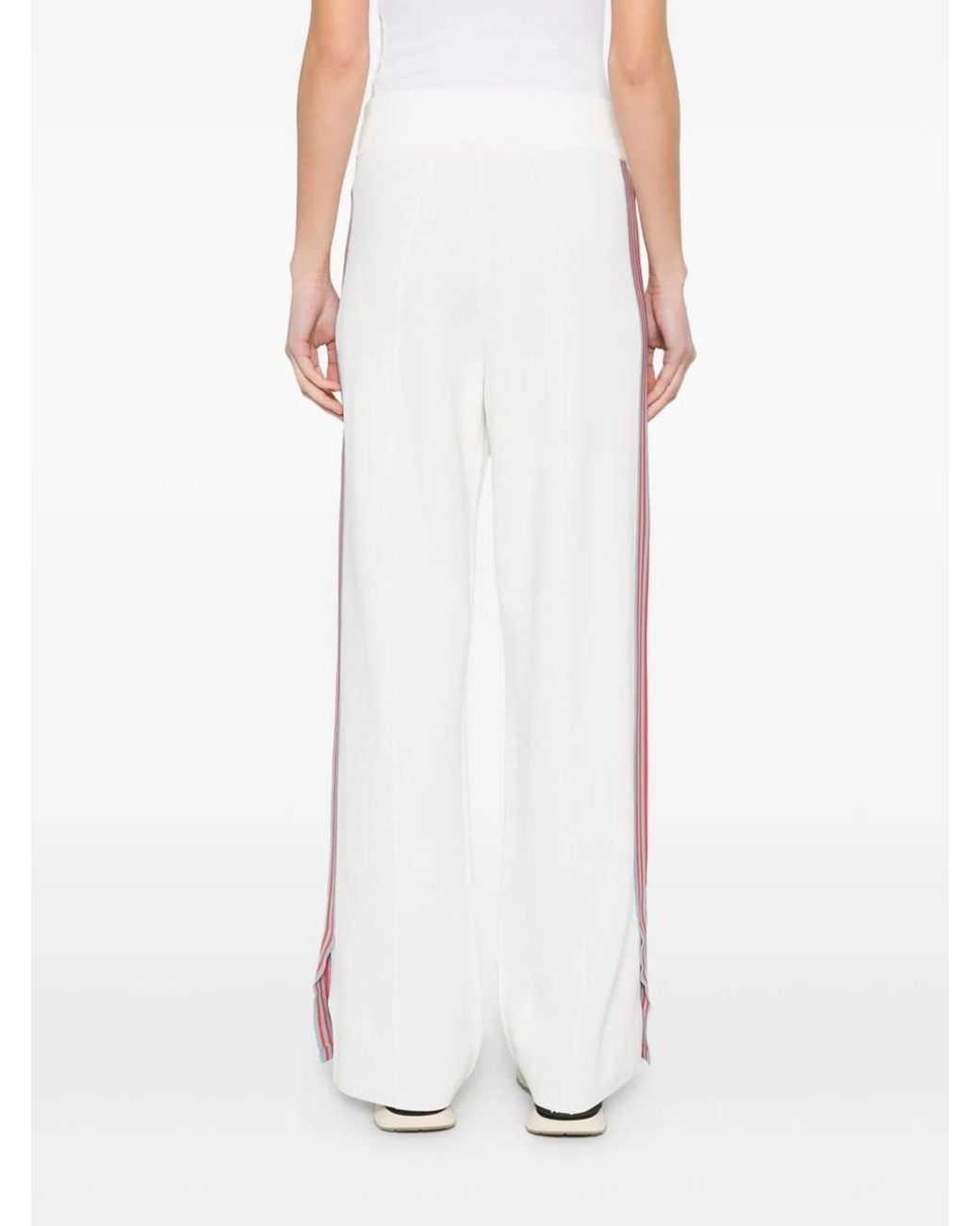 Autry White Logo Embroidered Stripe Trousers