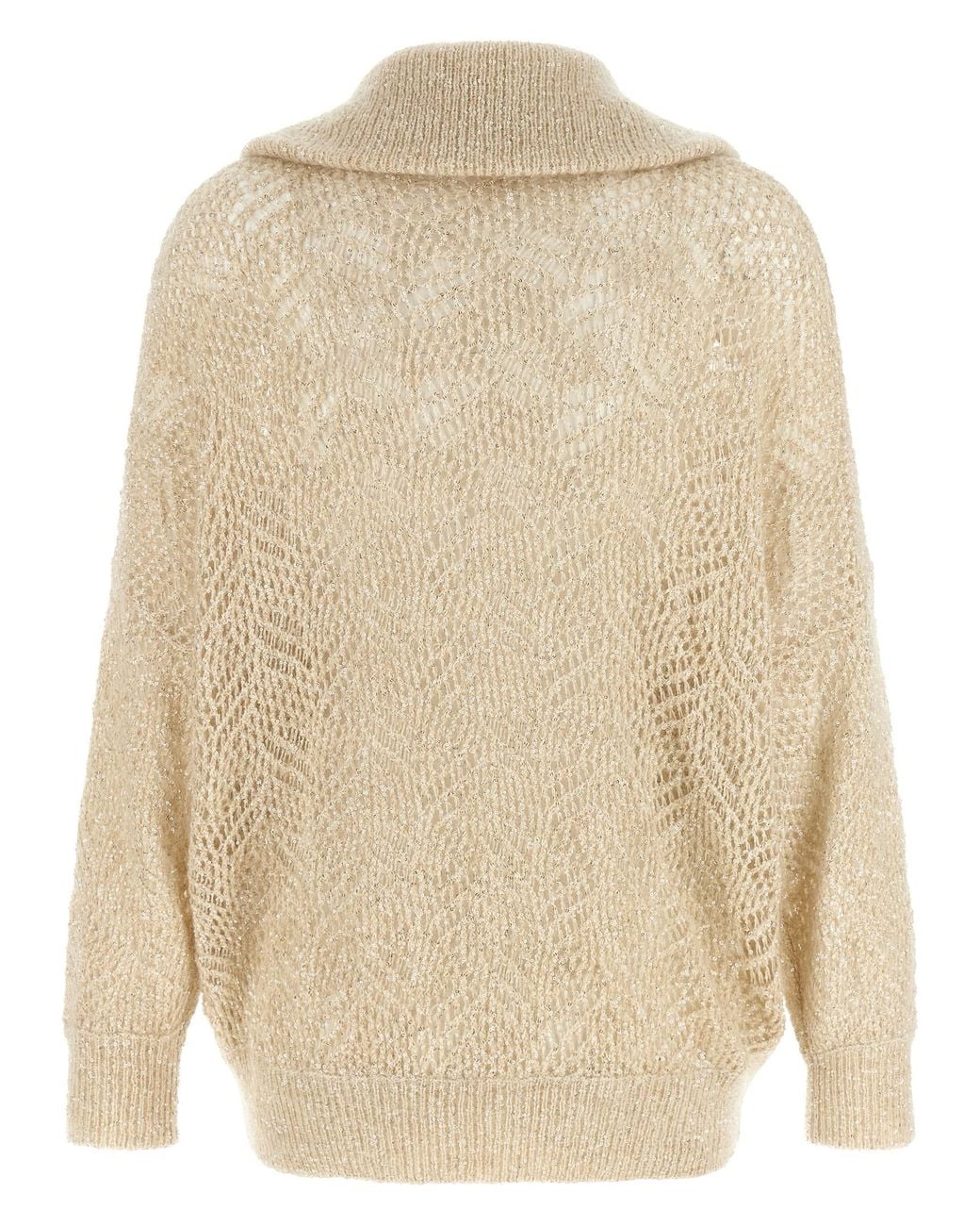 Brunello Cucinelli Natural 'Dazzling Abstract Leaf' Cardigan