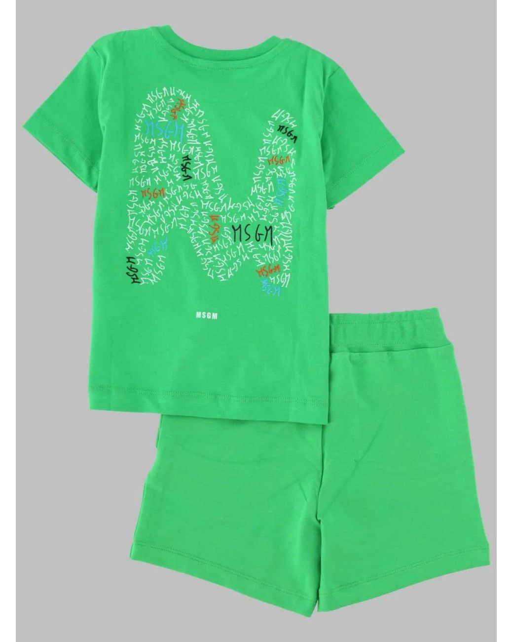 MSGM Green Boys Mini T-Shirt And Bermuda Set