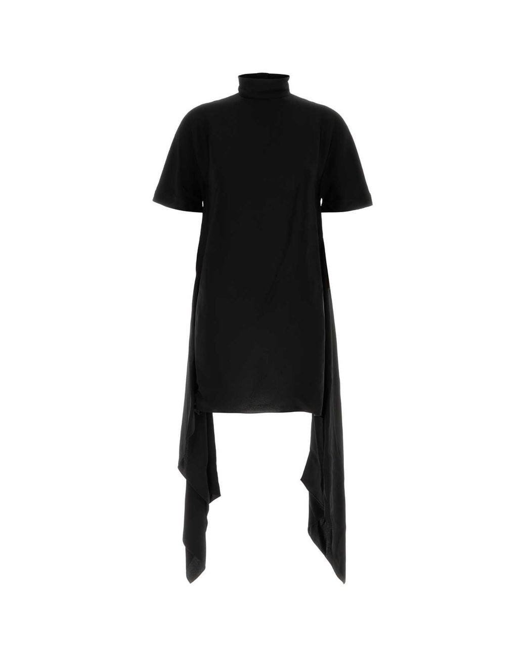 Alaïa Black Alaia Viscose Asymmetrical Mini Dress
