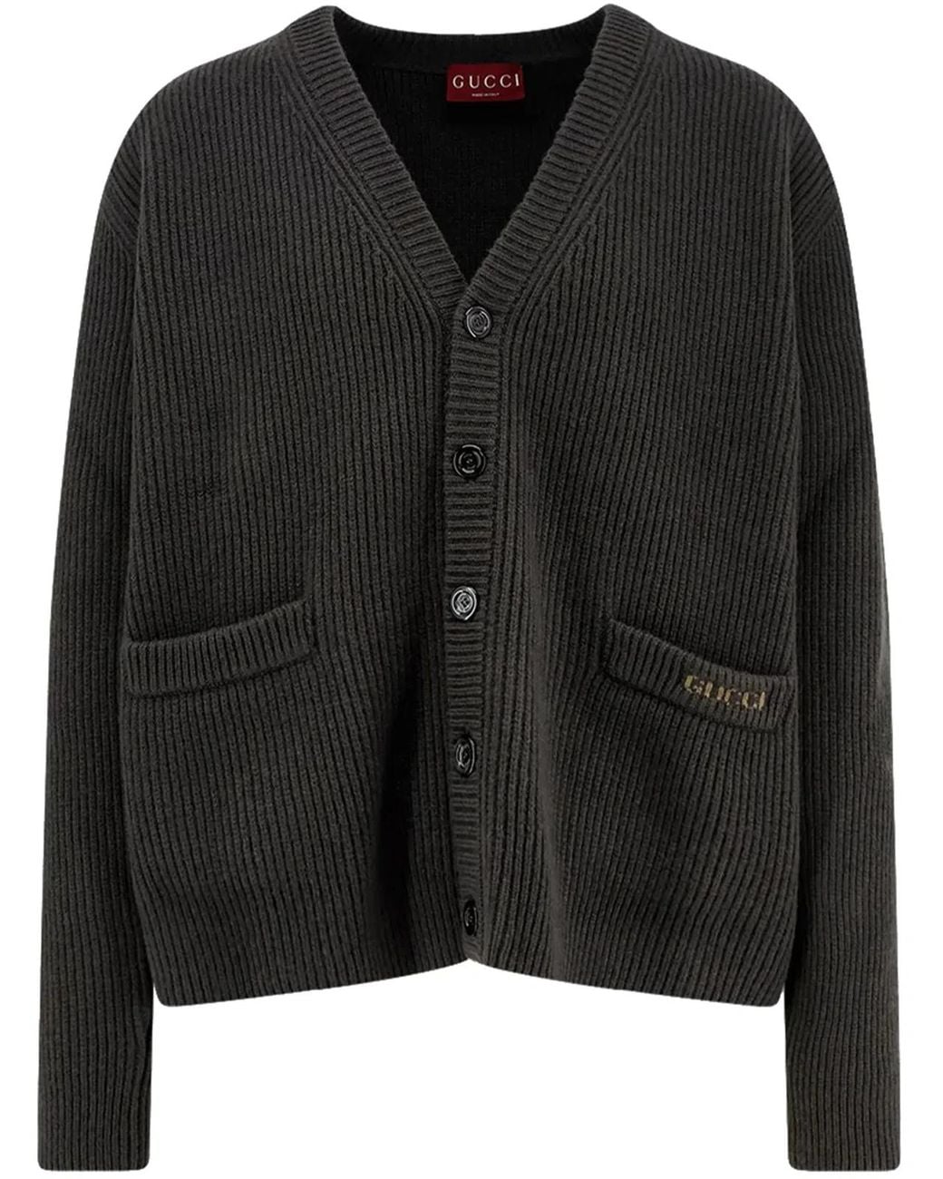 Gucci Black Charcoal Wool Blend Cardigan for men