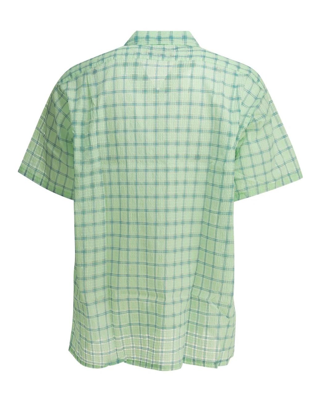 Beams Plus Green "Open Collar Nylon Airy Plaid" Casual Shirt for men